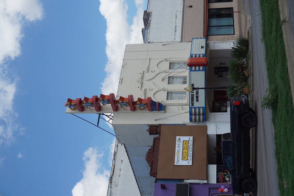 The historic Texas Theatre marquee in the Oak Cliff neighborhood of Dallas